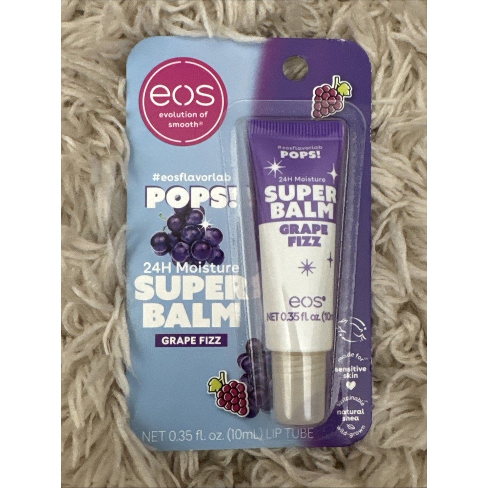 eos Pops! 24H Moisture Super Balm ~ Grape Fizz ~ 0.35 oz Lip Tube ~ New!